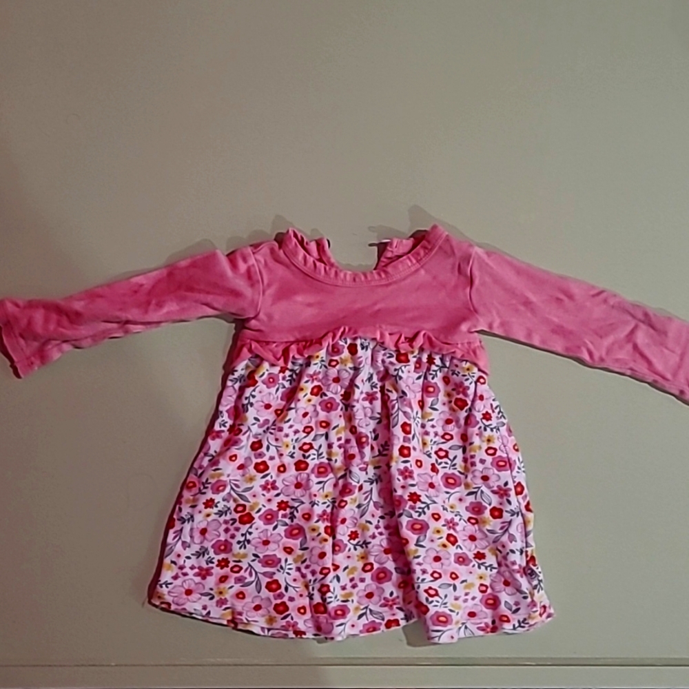 Honest baby girls 3-6 month pink and white casual dress.